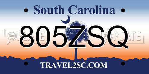 805ZSQ South Carolina License Plate