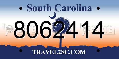 8062414 South Carolina License Plate