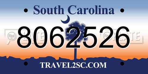 8062526 South Carolina License Plate
