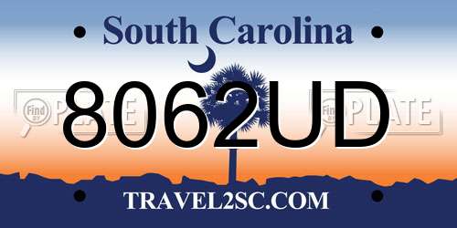 8062UD South Carolina License Plate