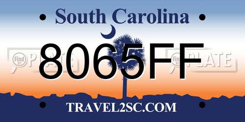 8065FF South Carolina License Plate