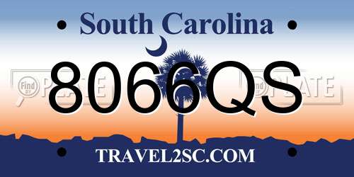8066QS South Carolina License Plate