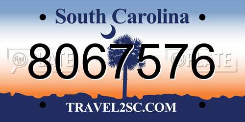 8067576 South Carolina License Plate