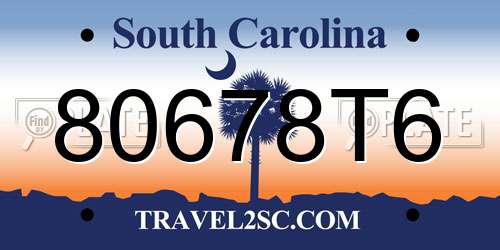 80678T6 South Carolina License Plate