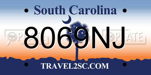 8069NJ South Carolina License Plate