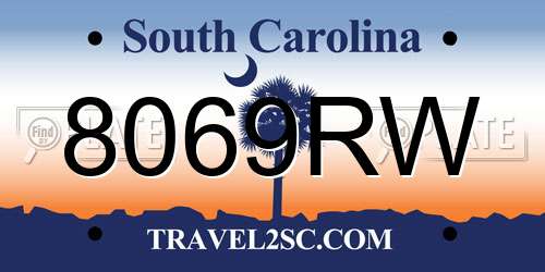 8069RW South Carolina License Plate