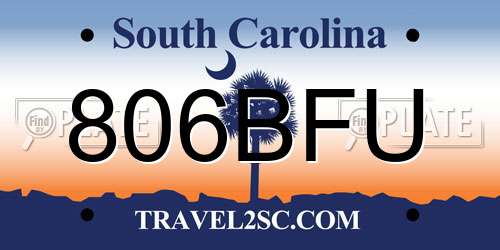 806BFU South Carolina License Plate