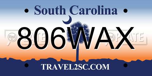 806WAX South Carolina License Plate