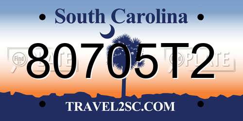 80705T2 South Carolina License Plate