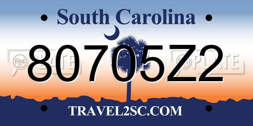 80705Z2 South Carolina License Plate