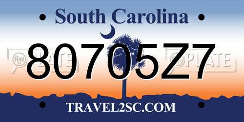 80705Z7 South Carolina License Plate