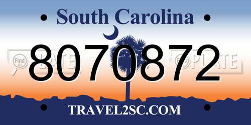 8070872 South Carolina License Plate