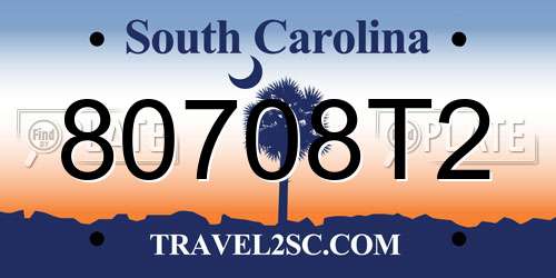 80708T2 South Carolina License Plate