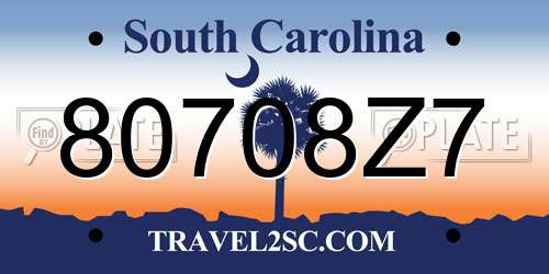 80708Z7 South Carolina License Plate