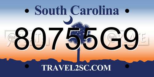 80755G9 South Carolina License Plate