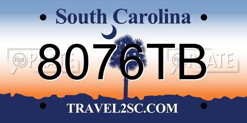 8076TB South Carolina License Plate