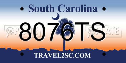 8076TS South Carolina License Plate
