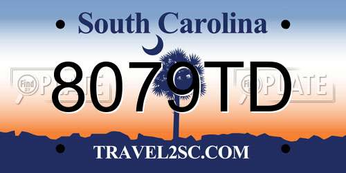 8079TD South Carolina License Plate