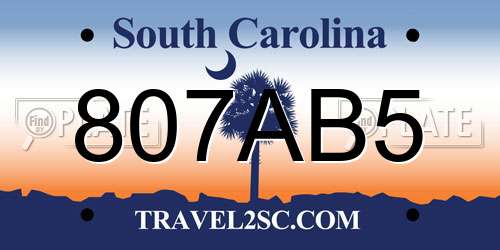 807AB5 South Carolina License Plate