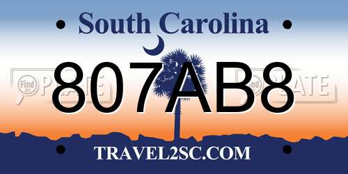 807AB8 South Carolina License Plate