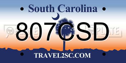 807CSD South Carolina License Plate