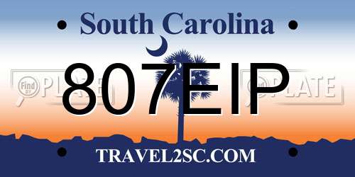 807EIP South Carolina License Plate