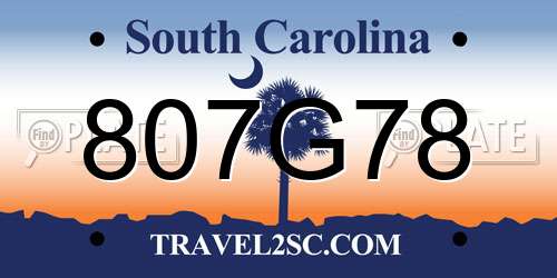 807G78 South Carolina License Plate