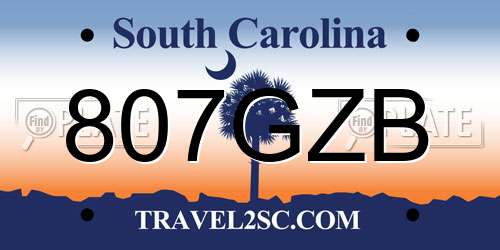807GZB South Carolina License Plate