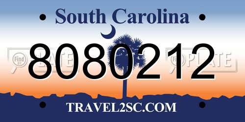 8080212 South Carolina License Plate