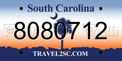 8080712 South Carolina License Plate