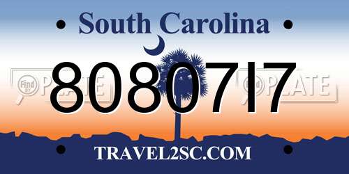 80807I7 South Carolina License Plate