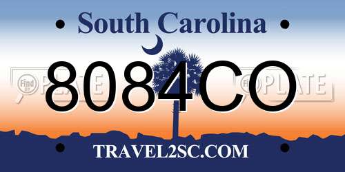 8084CO South Carolina License Plate