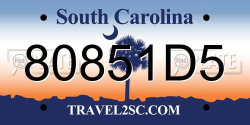 80851D5 South Carolina License Plate