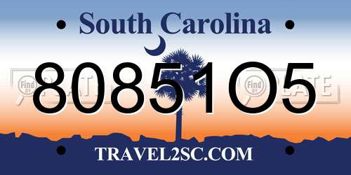 80851O5 South Carolina License Plate
