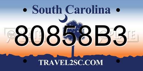 80858B3 South Carolina License Plate