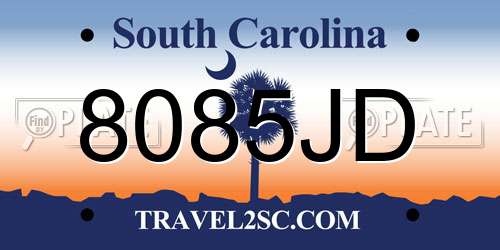 8085JD South Carolina License Plate