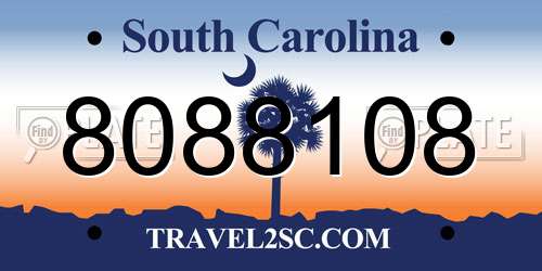 8088108 South Carolina License Plate