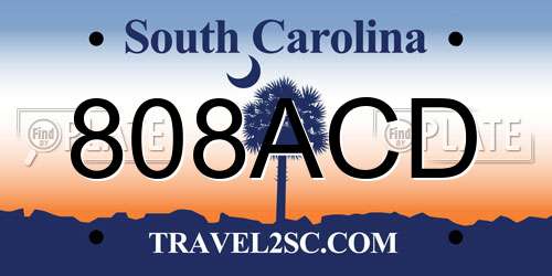 808ACD South Carolina License Plate