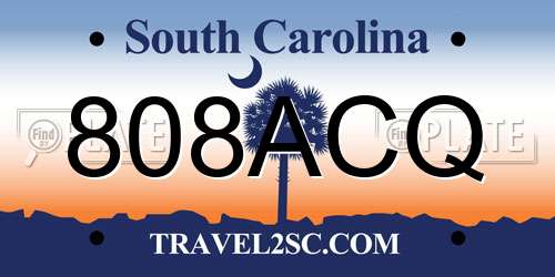 808ACQ South Carolina License Plate