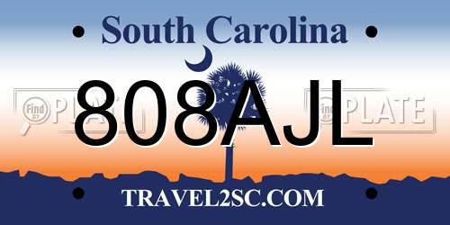 808AJL South Carolina License Plate