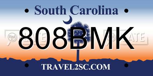 808BMK South Carolina License Plate