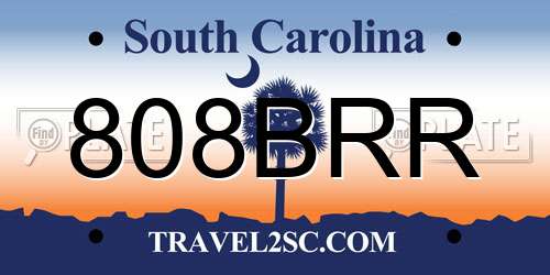 808BRR South Carolina License Plate