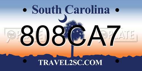 808CA7 South Carolina License Plate