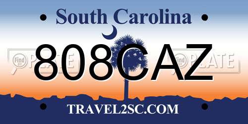 808CAZ South Carolina License Plate
