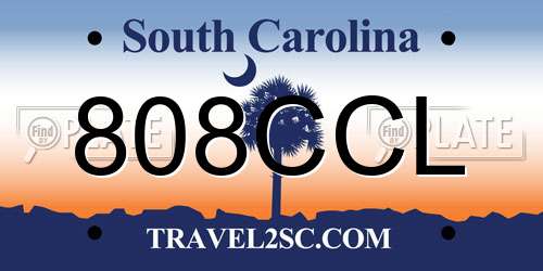 808CCL South Carolina License Plate