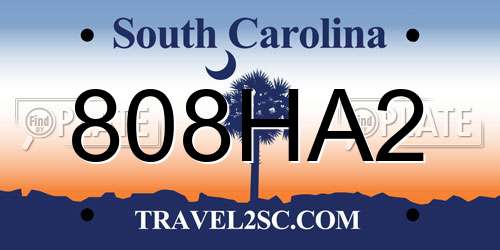 808HA2 South Carolina License Plate