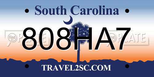 808HA7 South Carolina License Plate