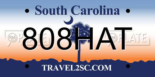 808HAT South Carolina License Plate
