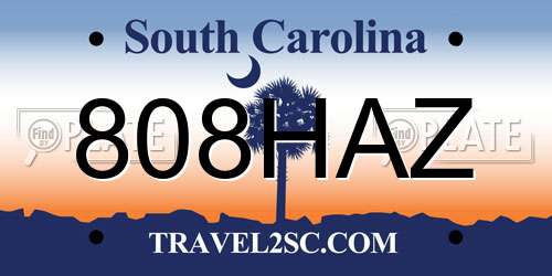 808HAZ South Carolina License Plate