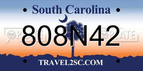 808N42 South Carolina License Plate